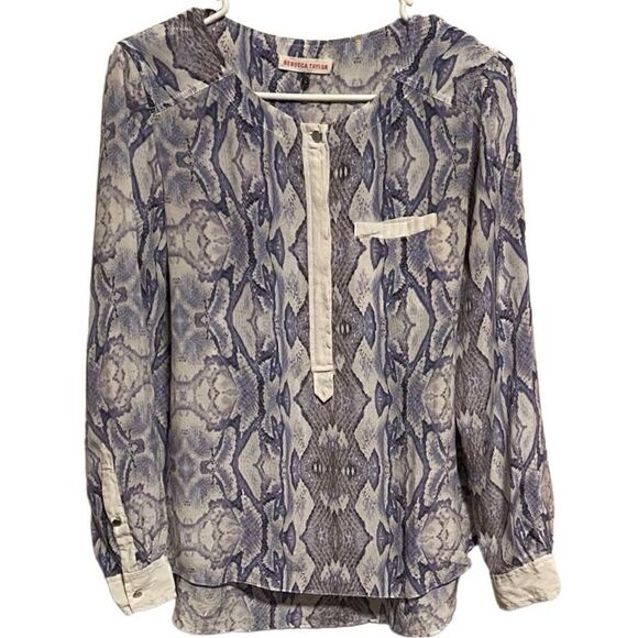 Rebecca Taylor- Semi Sheer 100% Silk Naked Skin Beach Blouse, Size 4 - Picture 2 of 15